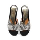 dép nữ đế PU đen siêu nhẹ cao 5cm Hanatabi quai ngang đính đá bigsize (35-42) mã HNDE5F1105