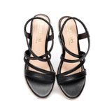 giày sandal nữ đế xuồng PU siêu nhẹ cao 7cm Hanatabi quai chéo hậu thun (35-39) mã HNSDX7F1053