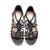 Giày sandal nữ cao gót 7cm Hanatabi quai đan khóa kéo đế TA cao cấp bigsize (35-41) mã HNSDG7F1142