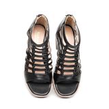 giày sandal nữ đế PU siêu nhẹ cao 7cm Hanatabi quai xương cá khóa kéo (35-39) mã HNSDG7F1149