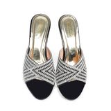 dép nữ cao gót lăn vân gỗ 5cm Hanatabi quai ngang đính đá đế TA cao cấp bigsize (35-41) mã HNDE5F1024