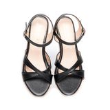 giày sandal nữ đế xuồng PU siêu nhẹ cao 7cm Hanatabi quai chéo hậu c (35-39) mã HNSDX7F999