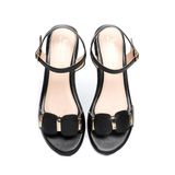 giày sandal nữ đế PU đen siêu nhẹ cao 5cm Hanatabi quai ngang hậu c bigsize (35-42) mã HNSDG5F1004