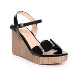 giày sandal nữ đế xuồng PU siêu nhẹ cao 9cm Hanatabi quai ngang hậu c (35-39) mã HNSDX9F1014