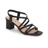 giày sandal nữ cao gót 5cm Hanatabi quai chéo mũi vuông hậu thun đế TA bigsize (35-41) mã HNSDT5F857