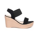 Giày sandal nữ đế xuồng PU siêu nhẹ cao 9cm Hanatabi quai ngang hậu thun (35-39) mã HNSDX9F1156