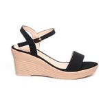 giày sandal nữ đế xuồng PU siêu nhẹ cao 7cm Hanatabi quai ngang hậu c (35-39) mã HNSDX7F1052