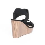 Giay Sandal Nữ Đế Xuồng PU Siêu Nhẹ Cao 9cm Hanatabi Quai Ngang Hậu Thun (35-39) Mã HNSDX9F1145
