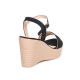 Giày Sandal Nữ Đế Xuồng PU Siêu Nhẹ Cao 9cm Hanatabi Quai Ngang Hậu C (35-39) Mã HNSDX9F956