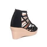 giày sandal nữ đế xuồng PU siêu nhẹ cao 7cm Hanatabi quai xương cá khóa kéo (35-39) mã HNSDG7F1152