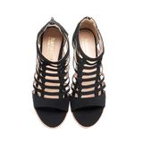 giày sandal nữ đế xuồng PU siêu nhẹ cao 7cm Hanatabi quai xương cá khóa kéo (35-39) mã HNSDG7F1152