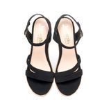 Giày Sandal Nữ Đế Xuồng PU Siêu Nhẹ Cao 9cm Hanatabi Quai Chéo Hậu C (35-39) Mã HNSDX9F1155