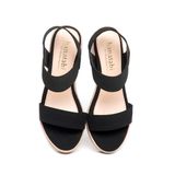 Giày sandal nữ đế xuồng PU siêu nhẹ cao 9cm Hanatabi quai ngang hậu thun (35-39) mã HNSDX9F1156