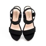 Giay Sandal Nữ Đế Xuồng PU Siêu Nhẹ Cao 9cm Hanatabi Quai Ngang Hậu Thun (35-39) Mã HNSDX9F1145