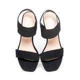 giày sandal nữ cao gót Hanatabi quai ngang mũi vuông hậu thun đế TA bigsize (35-41) mã HNSDG5F1068