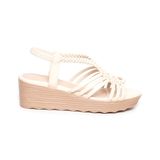 Giày sandal nữ đế xuồng pu siêu nhẹ cao 5cm Hanatabi quai đan hậu thun (35-40) mã HNSDX7F1122