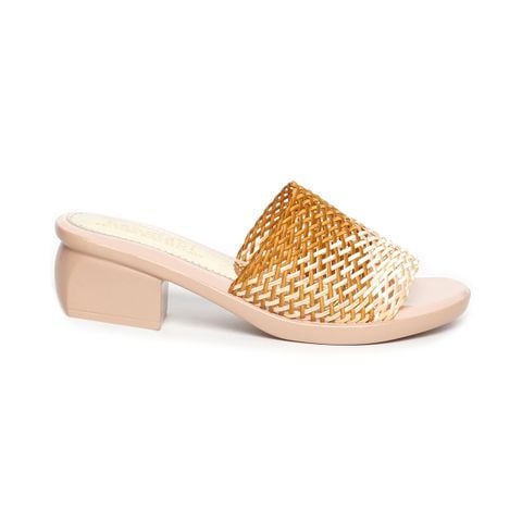dép nữ đế PU kem siêu nhẹ cao 5cm Hanatabi quai lưới bigsize (35-42) mã HNDE5F1102