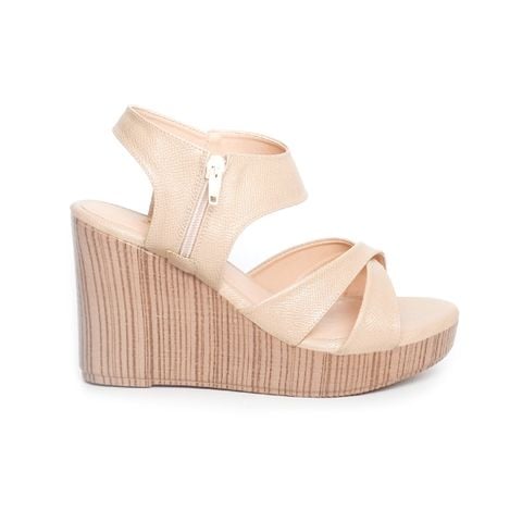 giày sandal nữ đế xuồng PU siêu nhẹ cao 9cm Hanatabi quai chéo khóa kéo (35-39) mã HNSDX9F1027