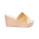 Dép nữ đế xuồng PU siêu nhẹ cao 9cm Hanatabi quai lưới (35-39) mã HNDE9F1158