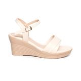 giày sandal nữ đế xuồng PU siêu nhẹ cao 7cm Hanatabi quai xếp hậu c (35-39) mã HNSDX7F1054