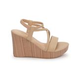 giày sandal nữ đế xuồng PU siêu nhẹ cao 9cm Hanatabi quai chéo hậu thun (35-39) mã HNSDX9F835