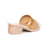 dép nữ đế PU kem siêu nhẹ cao 5cm Hanatabi quai lưới bigsize (35-42) mã HNDE5F1102