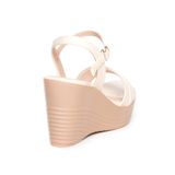 Giày Sandal Nữ Đế Xuồng PU Siêu Nhẹ Cao 9cm Hanatabi Quai 2 Xếp Hậu C (35-39) Mã HNSDX9F1083