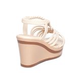 Giày sandal nữ đế xuồng PU siêu nhẹ cao 8cm Hanatabi quai đan hậu thun (35-39) mã HNSDX8F1127