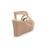 giày sandal nữ đế xuồng PU siêu nhẹ cao 9cm Hanatabi quai chéo hậu thun (35-39) mã HNSDX9F835