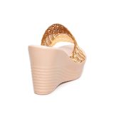 Dép nữ đế xuồng PU siêu nhẹ cao 9cm Hanatabi quai lưới (35-39) mã HNDE9F1158