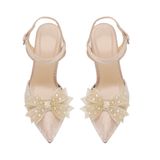 Sandal bít mũi có nơ kim tuyến hậu gài gót mika cao 7m mã HNBBHG7F778 (Size 35 ->39)