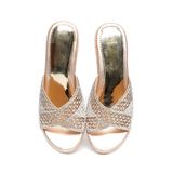 dép nữ đế PU kem siêu nhẹ cao 5cm Hanatabi quai ngang đính đá bigsize (35-42) mã HNDE5F1109