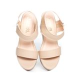 giày sandal nữ đế xuồng PU siêu nhẹ cao 9cm Hanatabi quai ngang khóa kéo (35-39) mã HNSDX9F1028