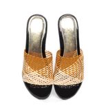 dép nữ đế PU đen siêu nhẹ cao 5cm Hanatabi quai lưới bigsize (35-42) mã HNDE5F1103