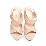 giày sandal nữ đế xuồng PU siêu nhẹ cao 9cm Hanatabi quai chéo khóa kéo (35-39) mã HNSDX9F1027