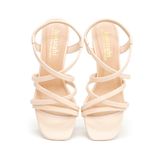 giày sandal nữ cao gót 5cm Hanatabi quai chéo mũi vuông hậu thun đế TA bigsize (35-41) mã HNSDT5F857