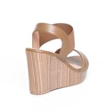 Giay Sandal Nữ Đế Xuồng PU Siêu Nhẹ Cao 9cm Hanatabi Quai Ngang Hậu Thun (35-39) Mã HNSDX9F1145