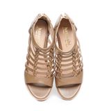 giày sandal nữ đế xuồng PU siêu nhẹ cao 7cm Hanatabi quai xương cá khóa kéo (35-39) mã HNSDG7F1152
