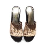 dép nữ đế PU đen siêu nhẹ cao 5cm Hanatabi quai lưới bigsize (35-42) mã HNDE5F1103