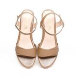 Giày sandal nữ đế PU kem siêu nhẹ cao 5cm Hanatabi quai ngang 2 xếp hậu c bigsize (35-42) mã HNSDG5F1140