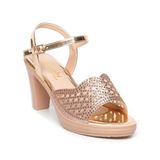 giày sandal nữ đế PU kem siêu nhẹ cao gót 9cm Hanatabi quai lưới đính đá hậu c (36-40) mã HNSDG9F1071