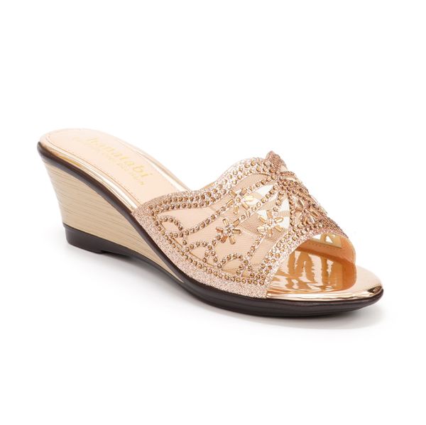 Dép nữ đế xuồng PU siêu nhẹ cao 7cm Hanatabi quai lươi đính đá (35-39) mã HNDEL7F943