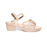 Giày Sandal Nữ Đế PU Kem Siêu Nhẹ Cao Gót 5cm Hanatabi Quai Lưới Đính Đá Hậu C Bigisze (35-42) Mã HNSDG5F1074