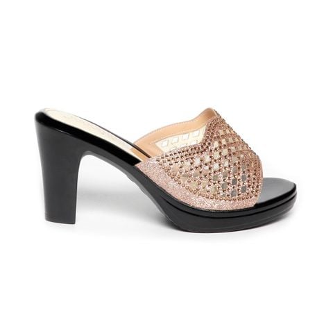 dép nữ đế PU đen siêu nhẹ cao 9cm Hanatabi quai lưới đính đá bigsize (36-40) mã HNDE9F1049