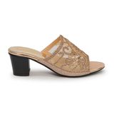 Dép nữ Hanatabi quai kim tuyến phối lưới xoàn gót cao 5cm mã HNDE5F750 (Size 36 -> 40)