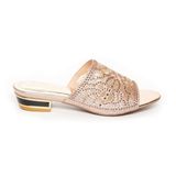 dép nữ cao gót viền đồng 3cm Hanatabi quai lưới đính đá đế TA cao cấp bigsize (35-41) mã HNDE3F958