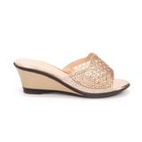 Dép nữ đế xuồng PU siêu nhẹ cao 7cm Hanatabi quai lưới đính đá (35-39) mã HNDEL7F945