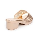 dép nữ đế PU kem siêu nhẹ cao 5cm Hanatabi quai lưới đính đá bigsize (35-42) mã HNDE5F914