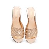 Dép nữ đế xuồng PU siêu nhẹ cao 7cm Hanatabi quai lưới đính đá (35-39) mã HNDEL7F945