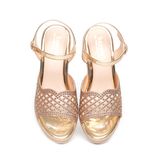 giày sandal nữ đế PU kem siêu nhẹ cao gót 9cm Hanatabi quai lưới đính đá hậu c (36-40) mã HNSDG9F1071